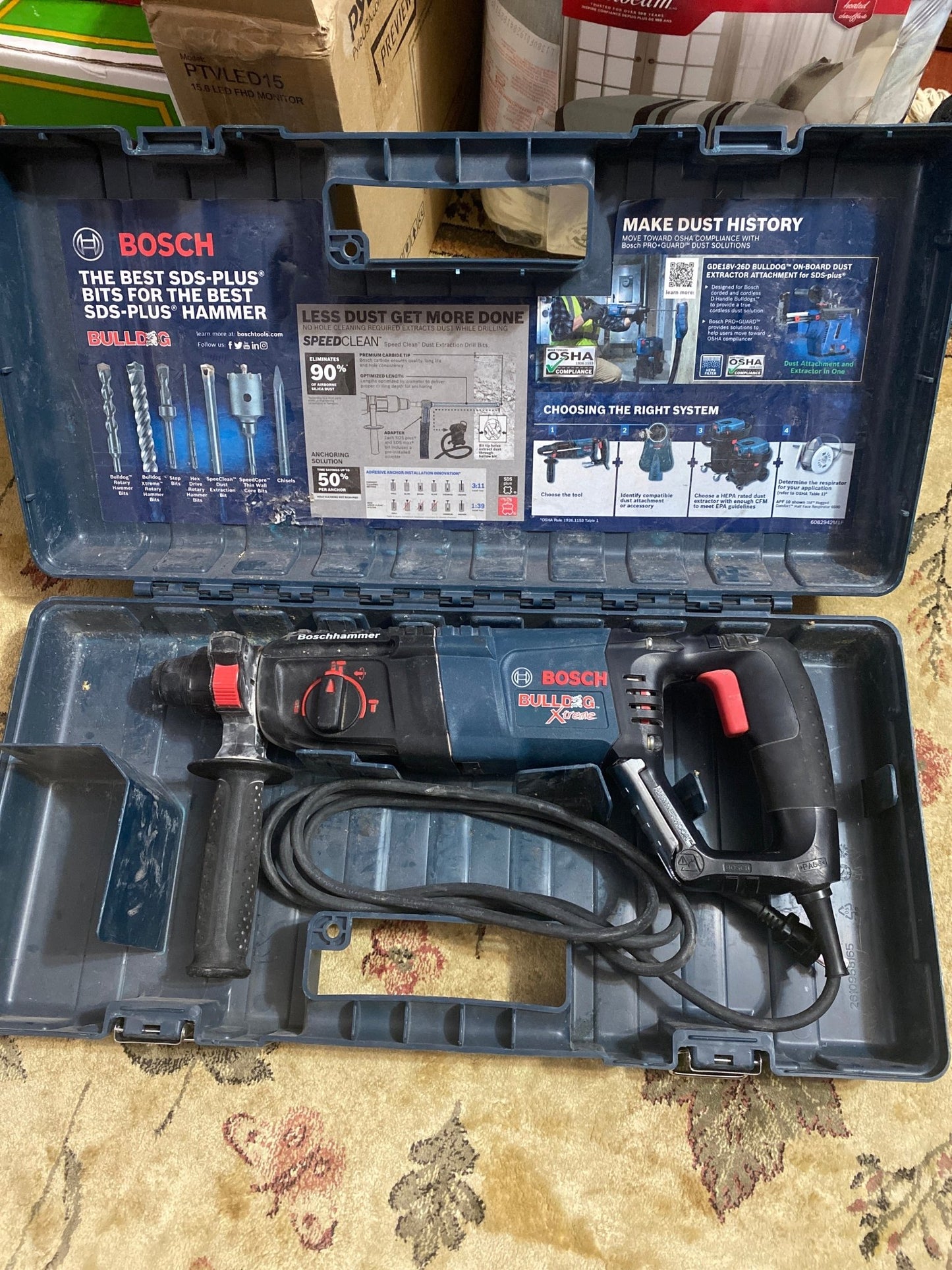 BOSCH 11255VSR Bulldog Xtreme 8 Amp 1 Inch Corded Variable Speed SDS - Plus Concrete/Masonry Rotary Hammer - Sabat Deals
