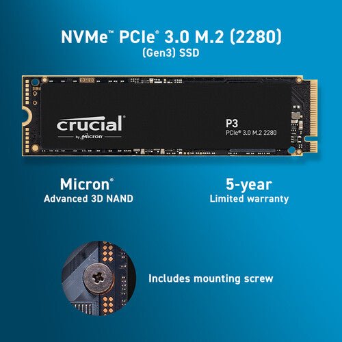 Crucial 1TB P3 NVMe PCIe 3.0 M.2 Internal SSD Solid State Drive - Sabat Deals649528918796