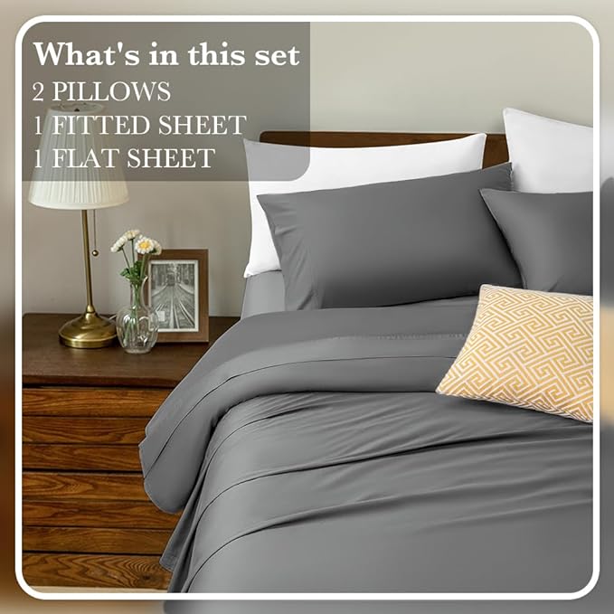 Sonoro Kate 4pc Bed Sheet Set Queen Hypoallergenic - Dark Grey Bed Sheets - Sabat DealsX002LJ3Y7F