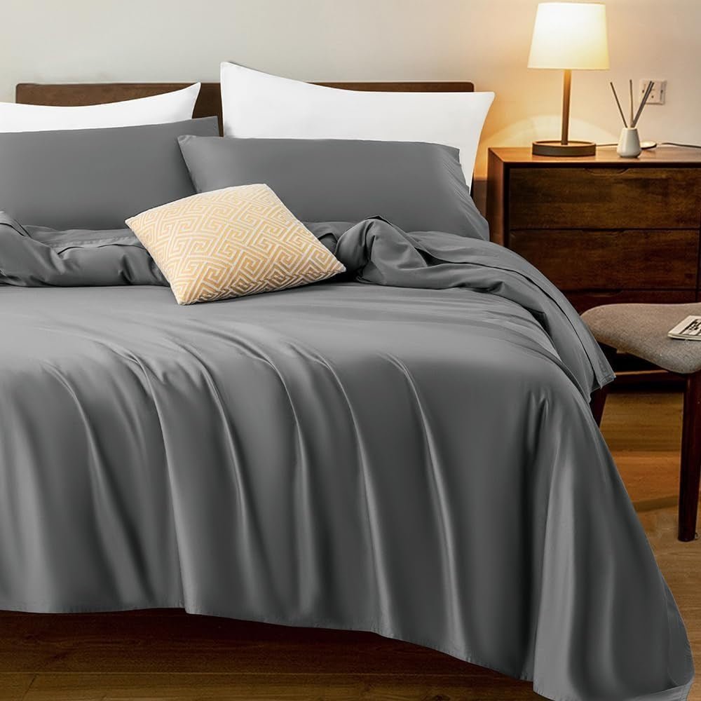 Sonoro Kate 4pc Bed Sheet Set Queen Hypoallergenic - Dark Grey Bed Sheets - Sabat DealsX002LJ3Y7F