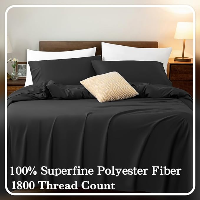 Sonoro Kate 6pc Bed Sheet Set King Hypoallergenic - Black Bed Sheets - Sabat DealsX002R6S21F