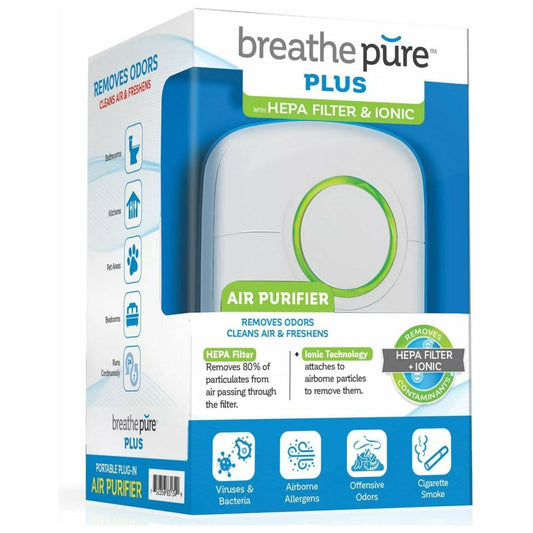 Breathe Pure Plus Portable Plug-in Air Purifier with Hepa Filter & Ionic Air Purifier - Sabat Deals752356831349