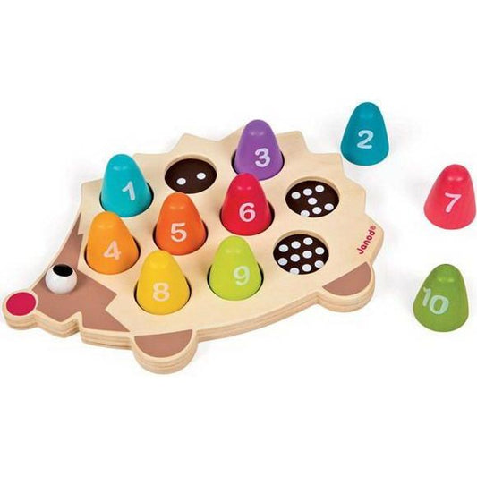 Janod Wooden Hedgehog Puzzle Learn to Count Toys - Sabat Deals3700217353391