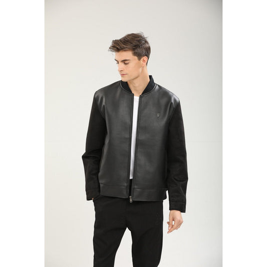 F-Collection Men's Black Leather Jacket New with Tags Size Medium M19120 Leather Jacket - Sabat Deals
